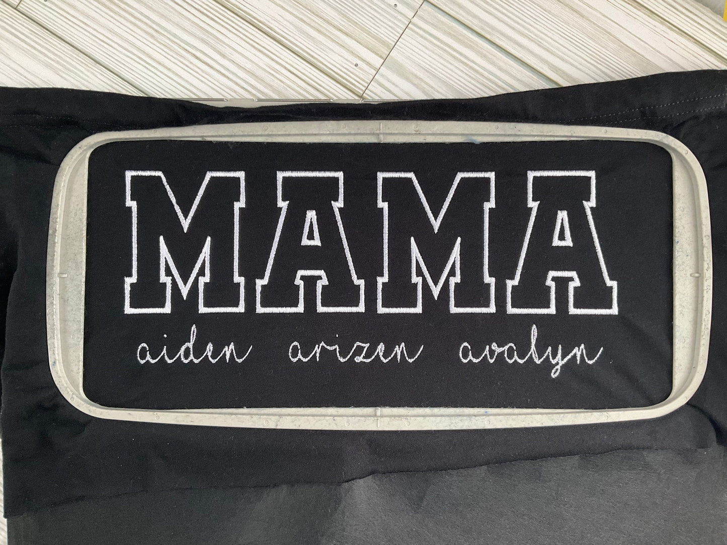 Cherished Moments: MAMA Personalized Embroidered Tee with Kids' Names - Custom Mom Appreciation Shirt by Lina Loves Two, handmade in Los Angeles CA