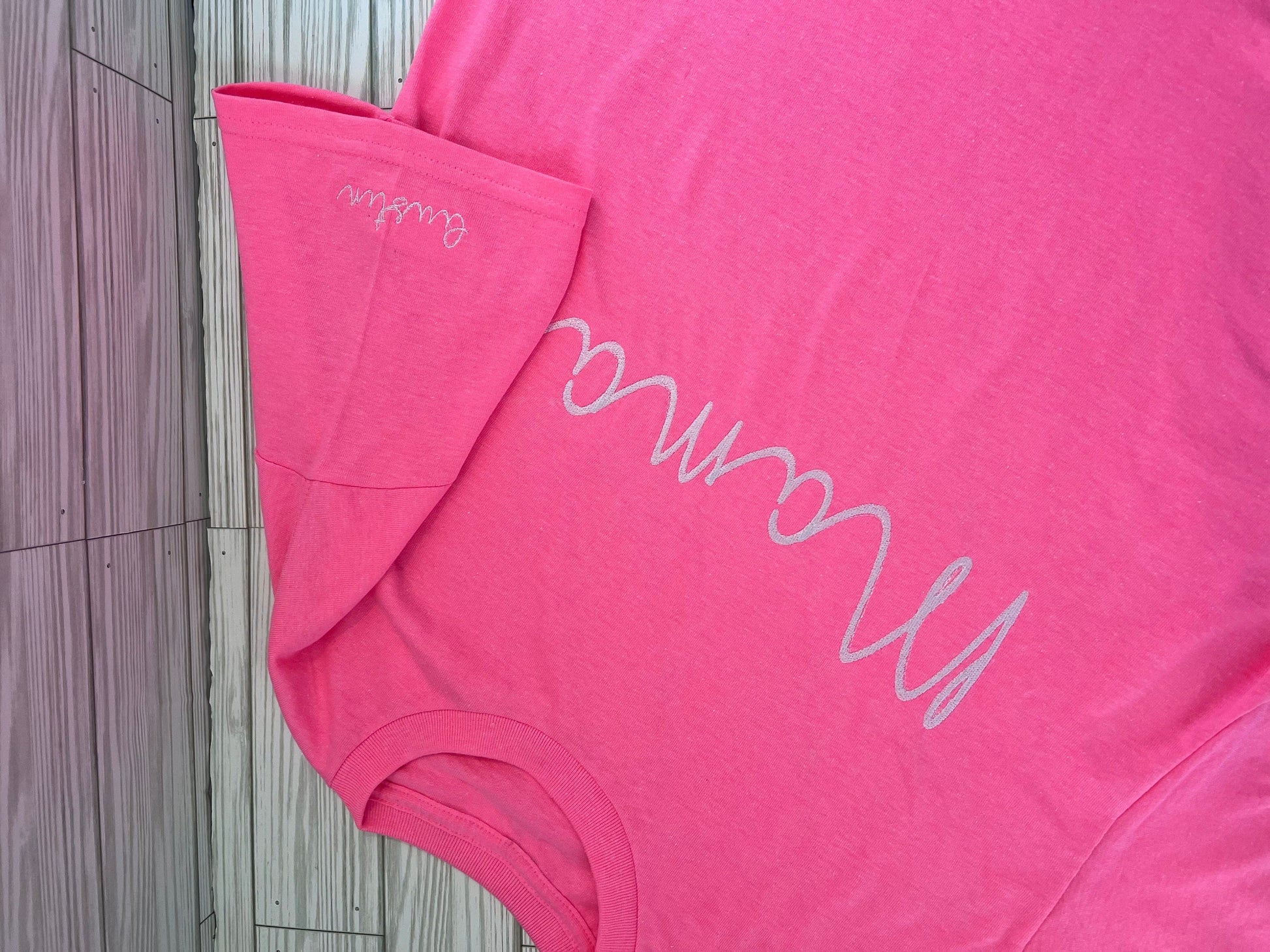 Mama Script Personalized Embroidered w/ Kids Name t-shirt - Mom and Mama Appreciation -Custom Embroidery for Mom shirt by Lina Loves Two, handmade in Los Angeles CA