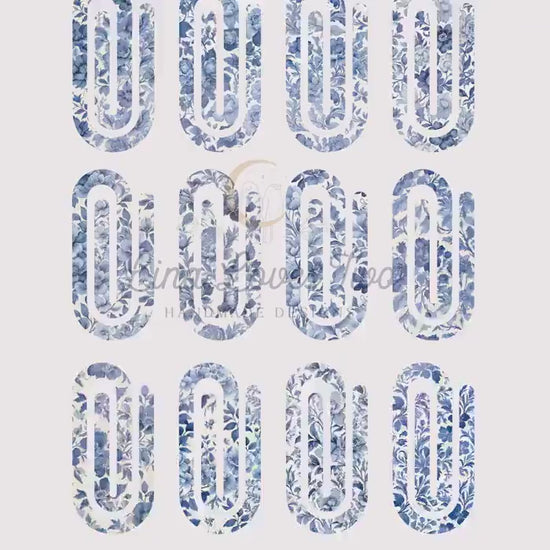 Blue French Toile Theme Jumbo Paperclip PNG for Sublimation – Instant Digital Download