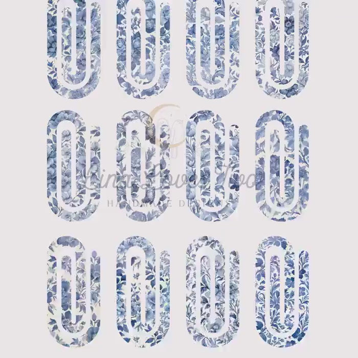 Blue French Toile Theme Jumbo Paperclip PNG for Sublimation – Instant Digital Download