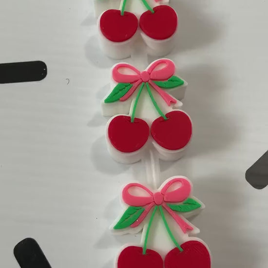 Coquette Cherries Straw Topper: 3D Printed Tumbler Charm