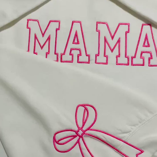 Embroidered Mama Sweatshirt: Classic Side Bow Design