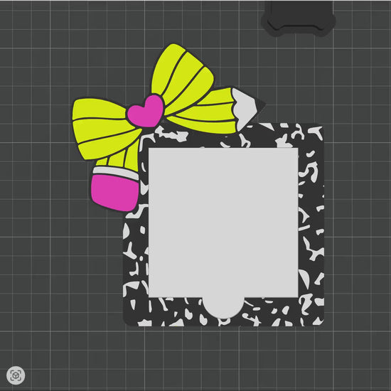 3D Pencil Bow Composition Notebook Sticky Note Holder STL File | Desk Accessories | Sticky Note Holder | Digital Files | 3D Printing