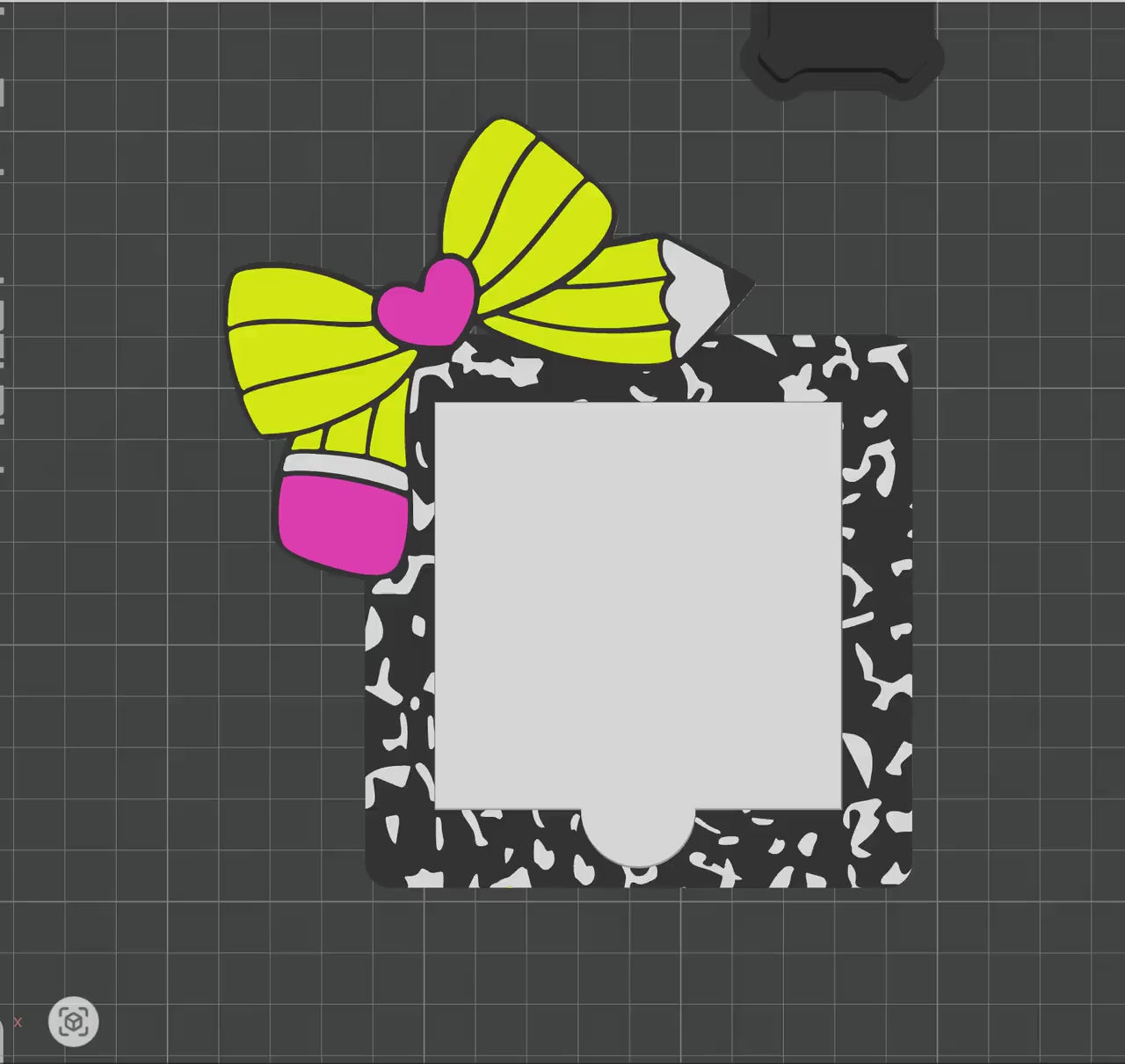 3D Pencil Bow Composition Notebook Sticky Note Holder STL File | Desk Accessories | Sticky Note Holder | Digital Files | 3D Printing