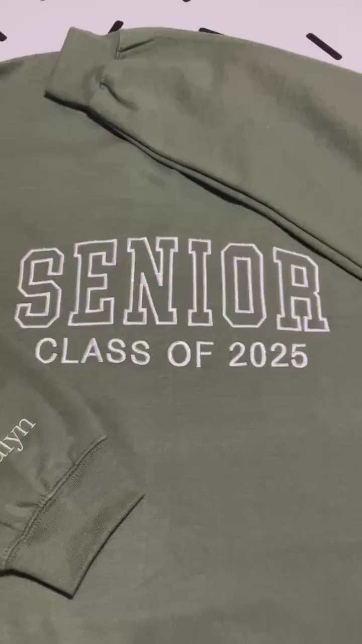 Custom Embroidered Senior Sweatshirt | Senior 2025 Sweatshirt | Graduation Hoodie | Class of 2025 | Senior Shirt | Graduation Gift