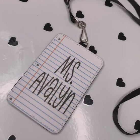 “Personalized lined paper ID badge holder for teachers”

“Custom name badge with matching lanyard”

“Back-to-school classroom lanyard gift for staff”
