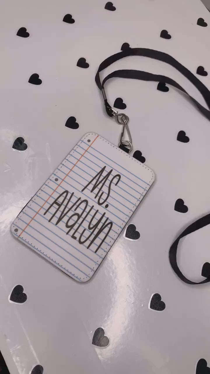 “Personalized lined paper ID badge holder for teachers”

“Custom name badge with matching lanyard”

“Back-to-school classroom lanyard gift for staff”