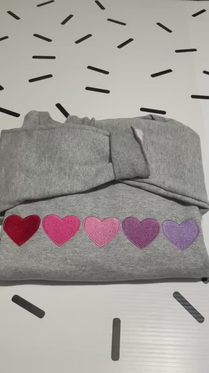 Embroidered Heart Sweatshirt – Crewneck – Graphic Top