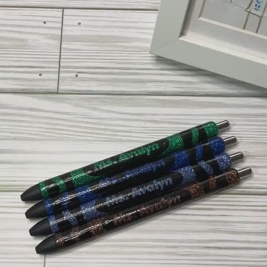 x4 New Glitter Color Personalized Teacher Pens | Unique Teacher Gifts | Custom Teach Appreciation Gift