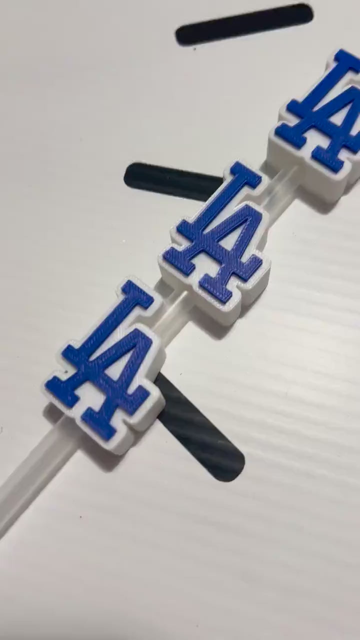 LA Logo Straw Topper: Baseball Fan Cup Charm