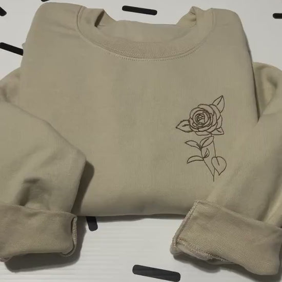 Custom Embroidered Birth Month Flower Sweatshirt: Personalized Birthday Gift