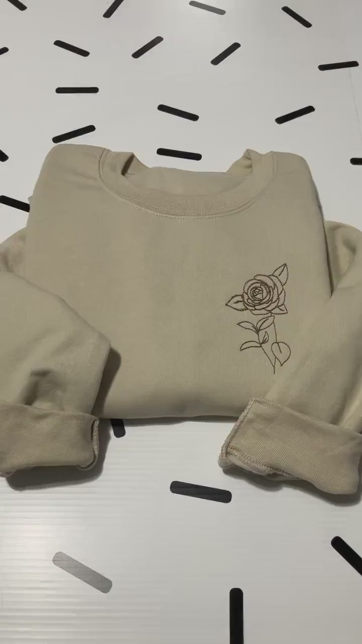 Custom Embroidered Birth Month Flower Sweatshirt: Personalized Birthday Gift