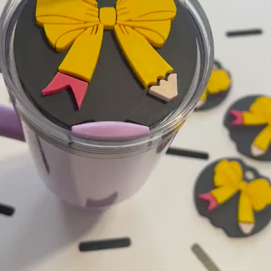 3D Printed Pencil Bow Straw Topper | Coquette Teacher Gift