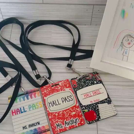 Custom Teacher Hall Pass Set: Double Sided Classroom Lanyards, 6-Pack