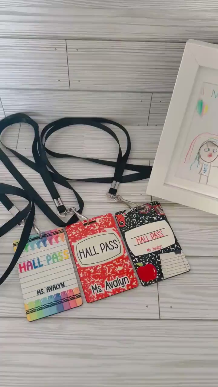 Custom Teacher Hall Pass Set: Double Sided Classroom Lanyards, 6-Pack