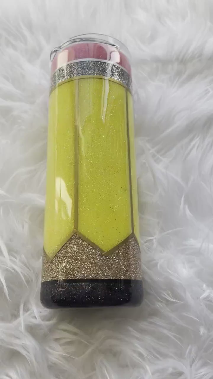 Teacher Tumbler: Stainless Steel Pencil & Notebook Design (20 oz)