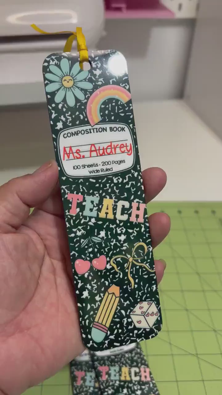 Personalized Composition Doodle Bookmark – Custom Name Bookmark for Teachers, Students & Book Lovers
