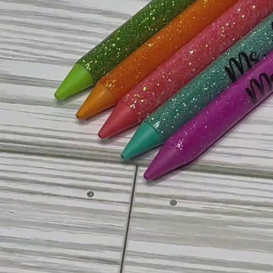 x5 Glitter Color Personalized Lead Pencils| Unique Teacher Gifts | Customized Teacher Appreciation Gift | Glitter Lead Pencils