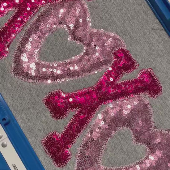 Custom Valentine XOXO Sequin Sweatshirt | Personalized Name Sleeve