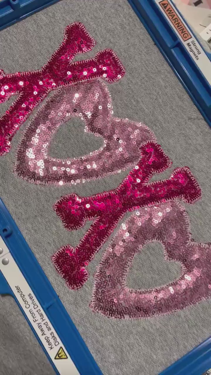 Custom Valentine XOXO Sequin Sweatshirt | Personalized Name Sleeve