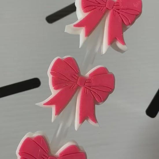 Red or Pink Bow Straw Topper | Coquette Tumbler Charm