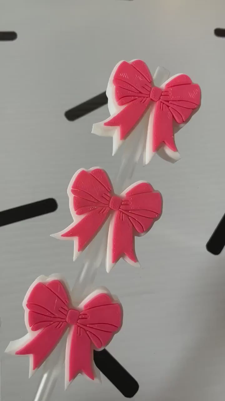 Red or Pink Bow Straw Topper | Coquette Tumbler Charm
