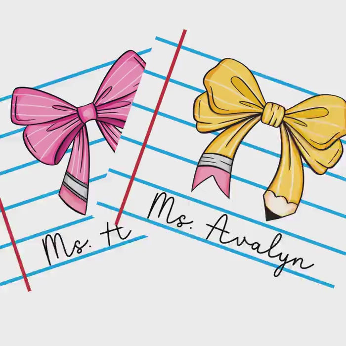 Teacher Mouse Pad Personalized Coquette Bow Name Desk Accessory