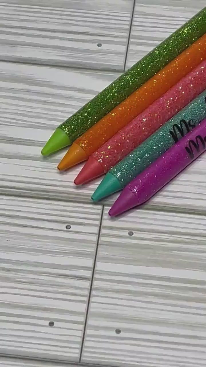 Personalized Glitter Pencils | Set of 5, Teacher Gift